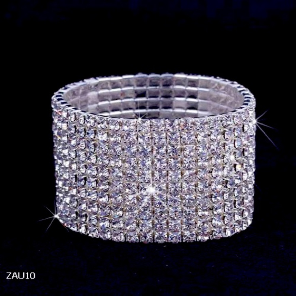 Set of 2 Elastic CZ Rhinestone Bracelets - like new
